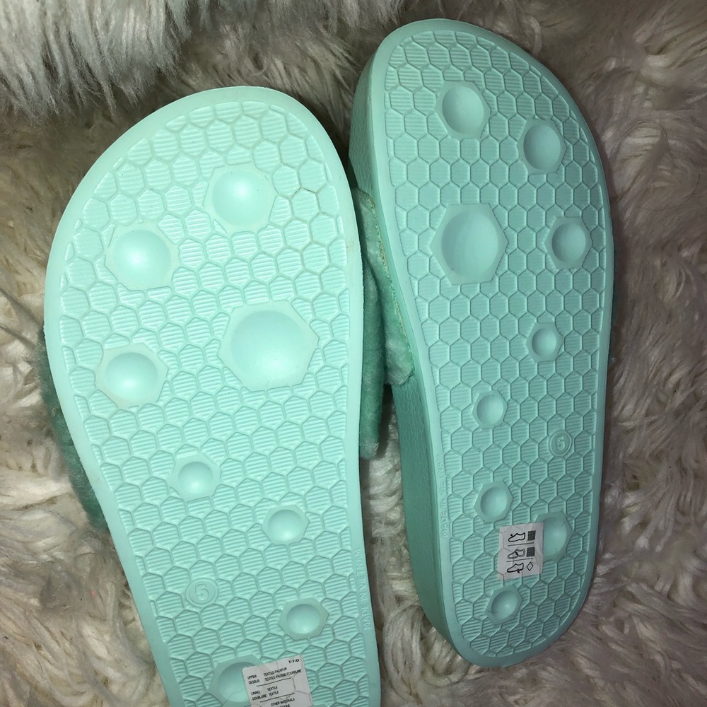 Fenty slides mint green
